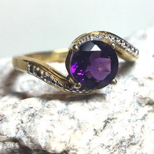 Amethyst & Topaz Gold Plated .925 Silver Ring 7